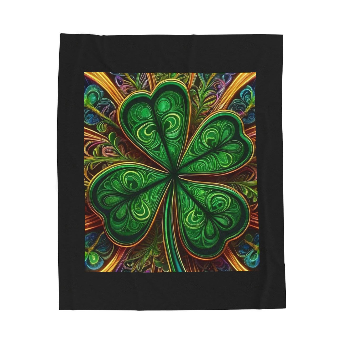 Shamrock Design Velveteen Plush Blanket, Cozy Home Decor, St. Patrick's Day Gift, Soft Throw Blanket, Green Blanket for Kids & Adults